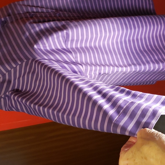 Coldwater Creek 3/4 Sleeved Lady's Striped Shirt Colors: Lt & Dk Lavender - Picture 4 of 5